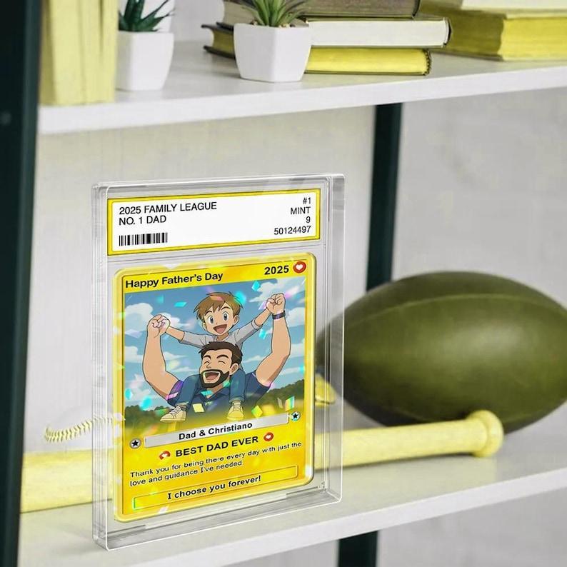 Custom Photo Father's Day Anime Trading Card, Anime Photo Block, New Dad Gift, Fathers Day Gift, Game Dad Gift From Kids, Gamer Husband Gift