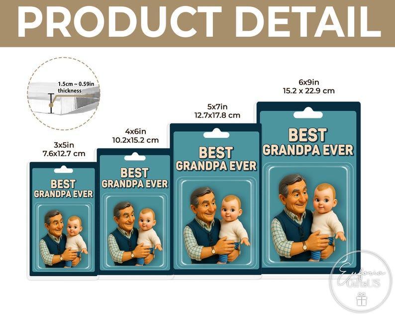 Custom Photo Grandpa And Grandkid Action Figure Acrylic Block, Personalized Father's Day Gift For Grandfather, Gift For Dad From Kids
