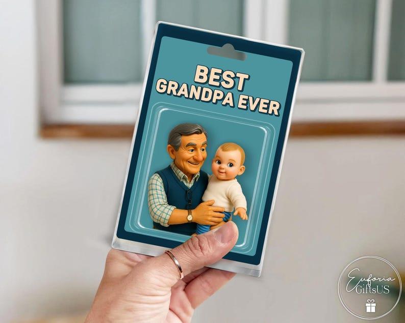 Custom Photo Grandpa And Grandkid Action Figure Acrylic Block, Personalized Father's Day Gift For Grandfather, Gift For Dad From Kids