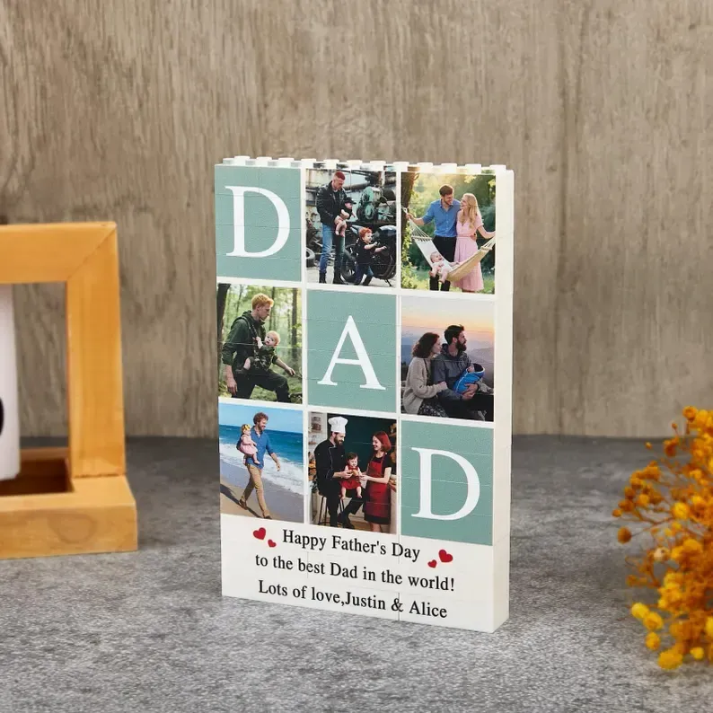 Personalized Photo Puzzle Frame Made From Building Blocks – A Loving Gift For Father's Day