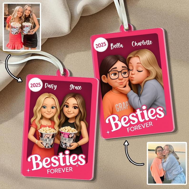 Custom Best Friend Photo Figure Ornament, Christmas Gift For Besties, Soul Sister Gift, Friendship Gift