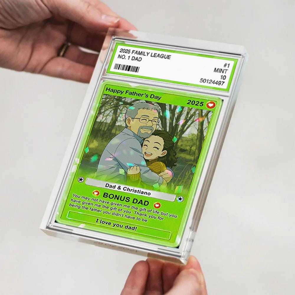 Custom Photo Father's Day Anime Trading Card, Anime Photo Block, New Dad Gift, Fathers Day Gift, Game Dad Gift From Kids, Gamer Husband Gift