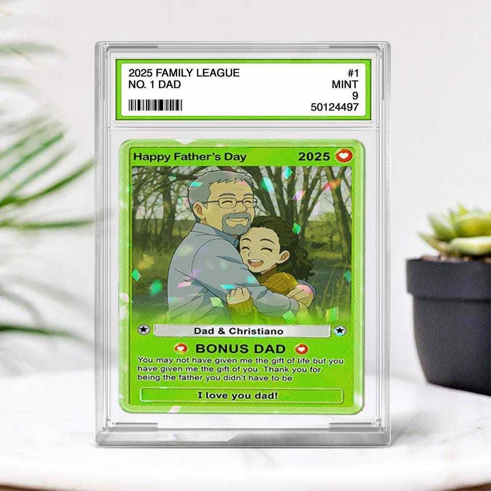 Custom Photo Father's Day Anime Trading Card, Anime Photo Block, New Dad Gift, Fathers Day Gift, Game Dad Gift From Kids, Gamer Husband Gift