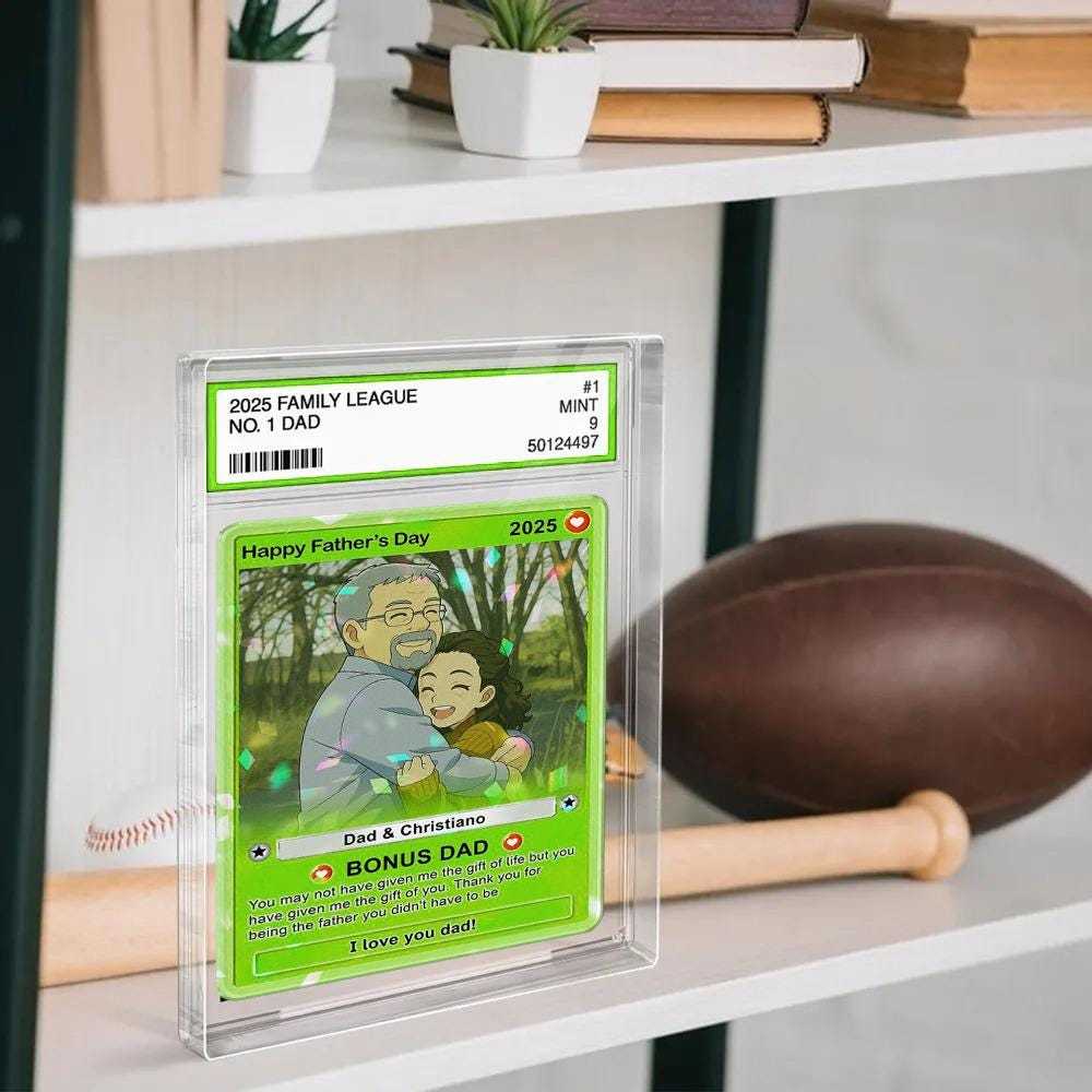 Custom Photo Father's Day Anime Trading Card, Anime Photo Block, New Dad Gift, Fathers Day Gift, Game Dad Gift From Kids, Gamer Husband Gift