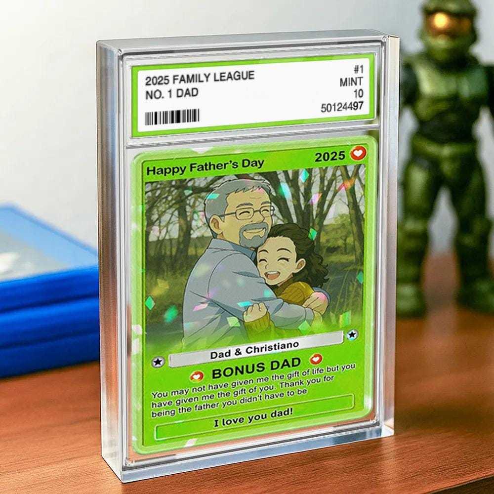 Custom Photo Father's Day Anime Trading Card, Anime Photo Block, New Dad Gift, Fathers Day Gift, Game Dad Gift From Kids, Gamer Husband Gift