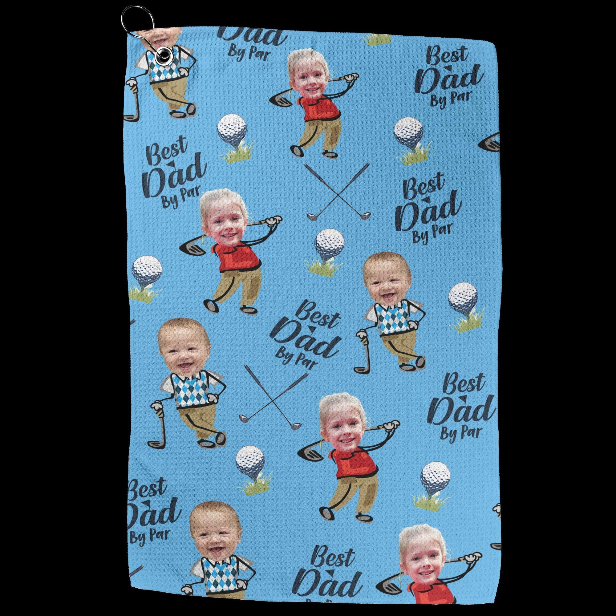 Custom Golf Towel With Kids Photo, Golf Lover Gift, Kids Golf Rag, Gift For Him, Dad gift, Custom Name Father Day Golf Gift, Best Dad by Par