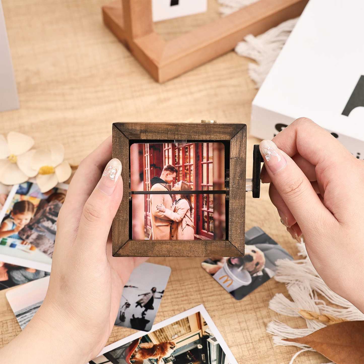 Custom Flip Book Frame Animation Machine Mechanical Hand Motion Photo Album Black Walnut Handicrafts Creative gift