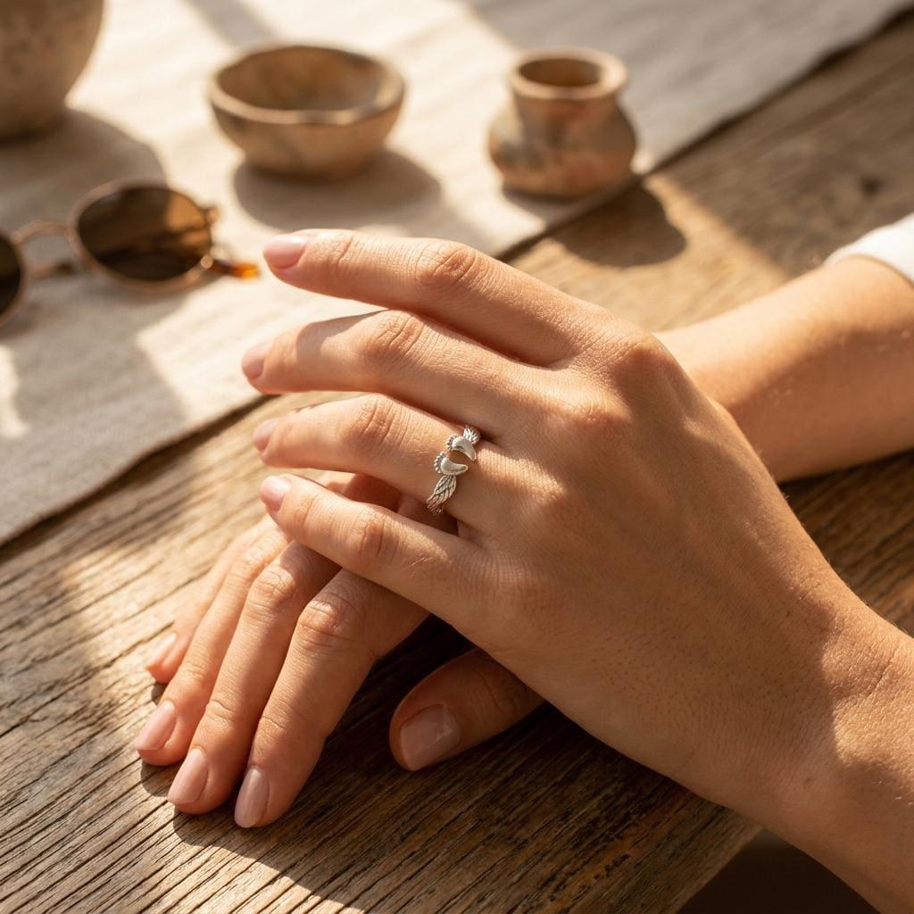 Angel Wing Ring | Mommy of an Angel Memorial Jewelry | Infant Loss & Miscarriage Gift | Dainty Sterling Silver Mother's Day Keepsake