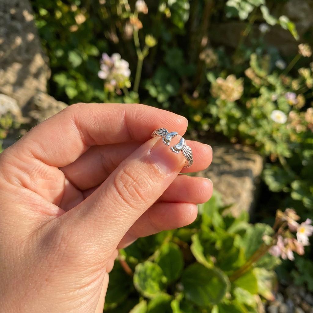 Angel Wing Ring | Mommy of an Angel Memorial Jewelry | Infant Loss & Miscarriage Gift | Dainty Sterling Silver Mother's Day Keepsake