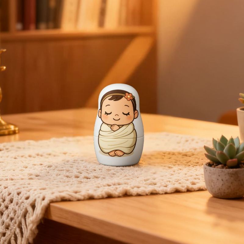 Custom Baby to Kid Growth Nesting Doll | Personalized Photo Dolls Show Your Child's Journey from Infant to School Age | Unique Family Keepsake Gift