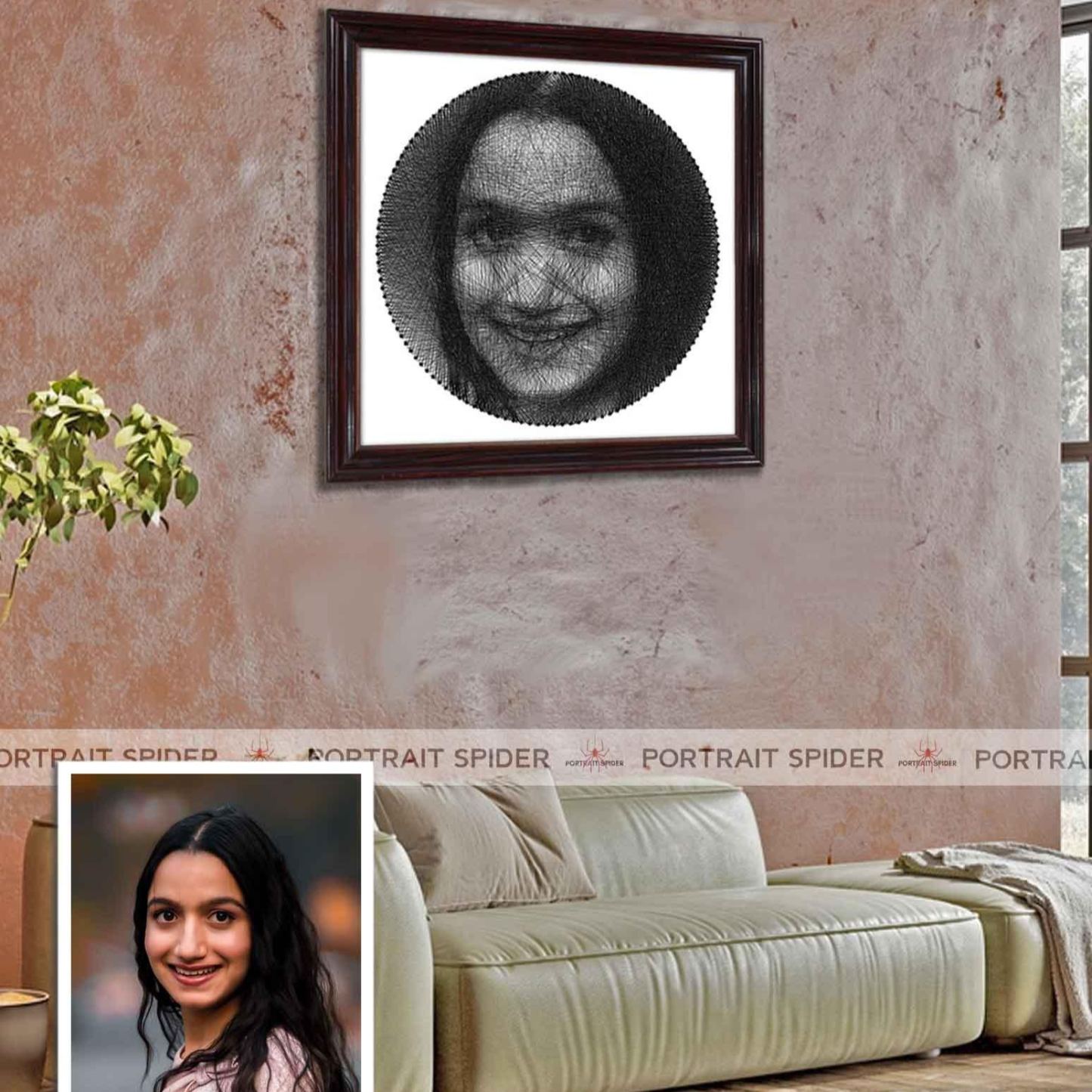 Personalized Photo String Kit Thread Portrait Art Framed Square Shape Couple Thread Memories