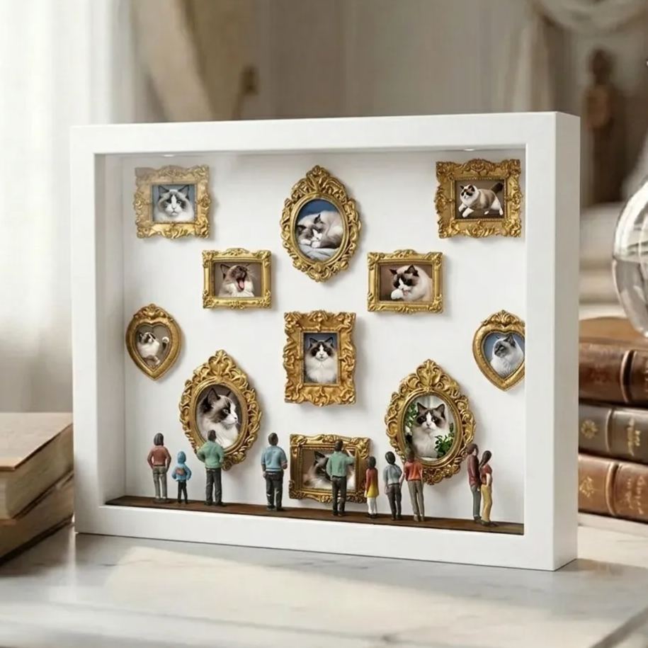 Custom Mini Museum of Pet - 3D Shadow Box Frame for Pet Photos & Collars - Unique Animal Lover Gift - Handmade Memorial Display