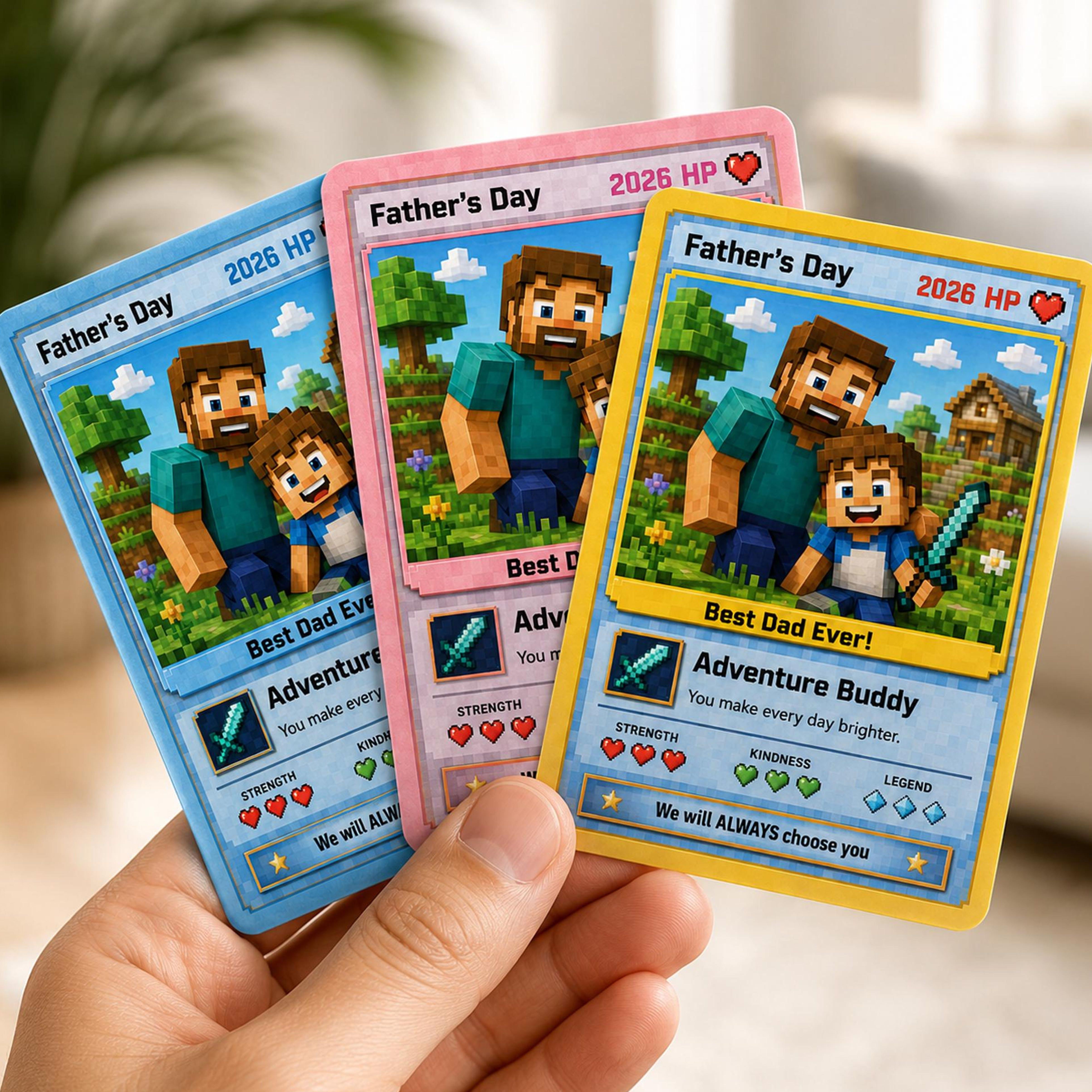 Custom Father's Day Game Card for Dad & Grandpa, Personalized Cartoon Portrait Gift From Kids Keepsake, Father's Day Gift - MyFaceSocksUK