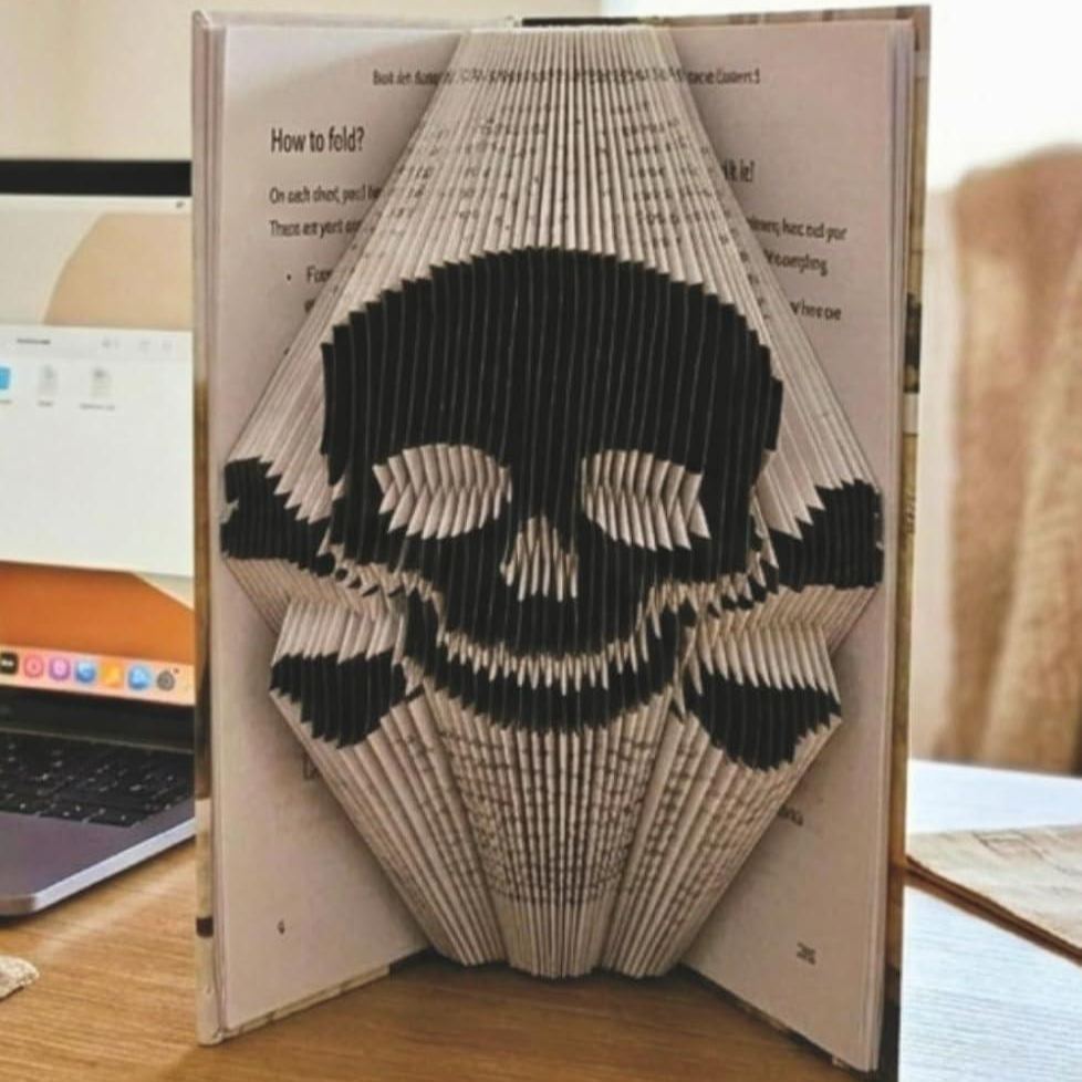 Skull Book Art Fold Your Own 3D Skull & Crossbones Sculpture: Unique Halloween Gift for Kids & Teens | Pre-Marked Pages | No Experience Needed | ... Activity | Perfect for Halloween & Birthdays