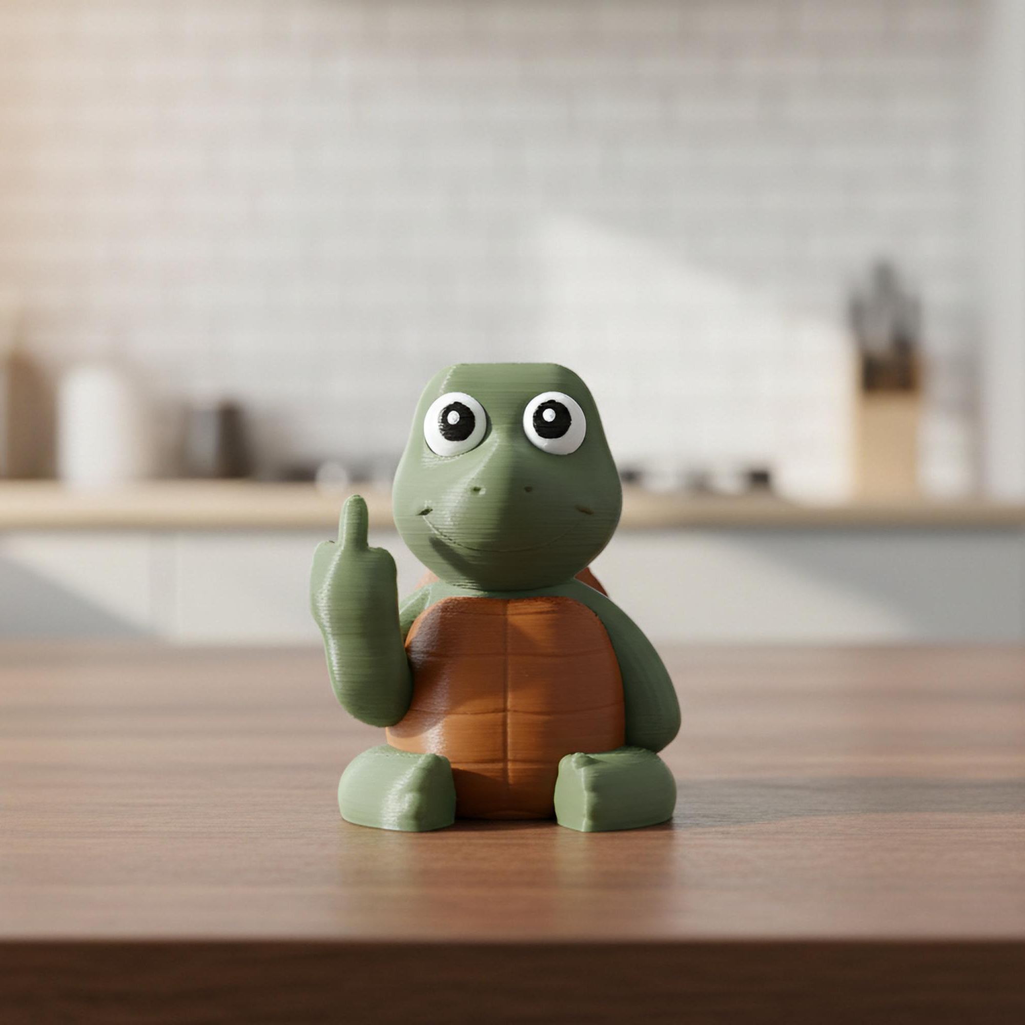 Turtle Middle Finger Figurine, Funny Turtle Gift, Rude Desk Decor, 3D Printed Gag Gift