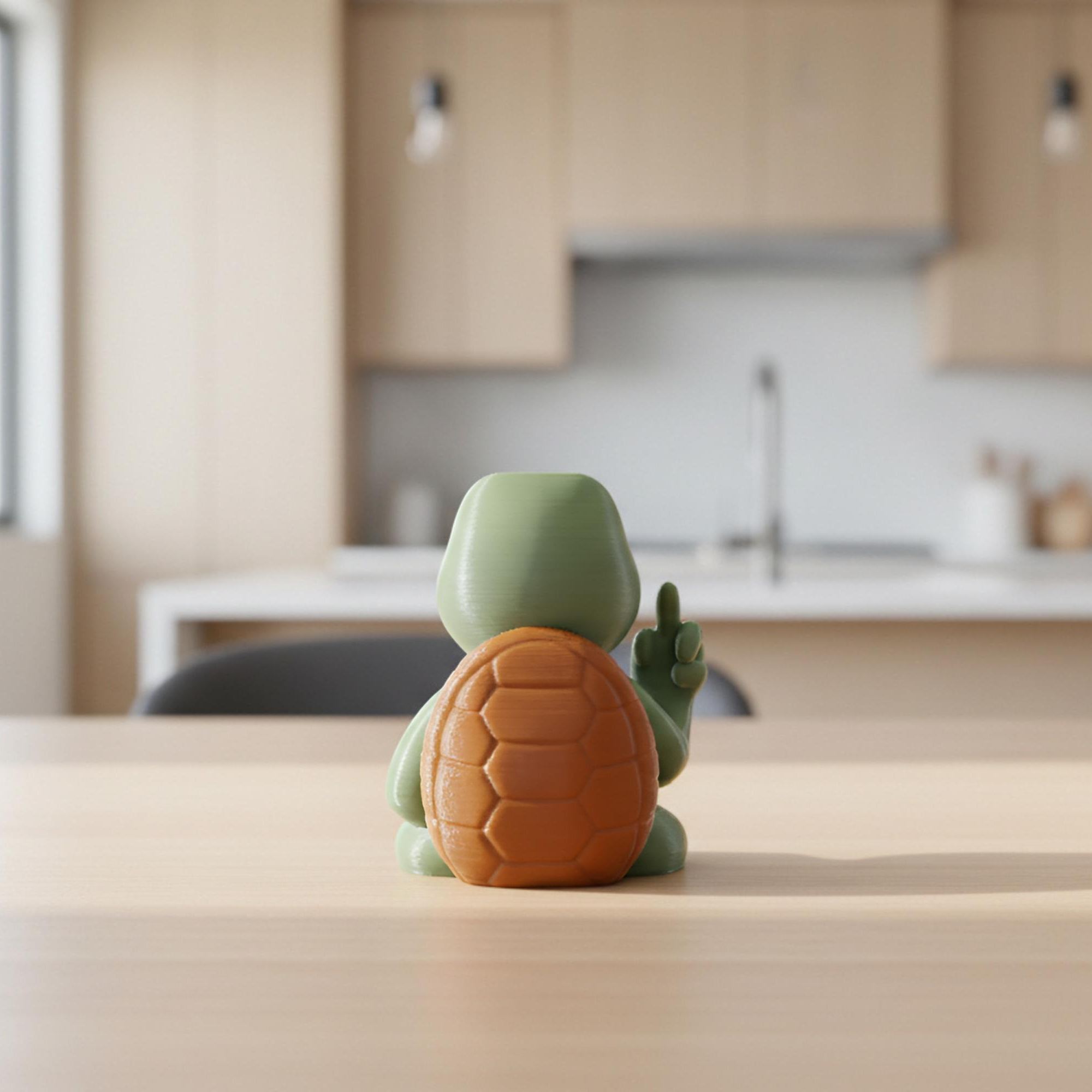 Turtle Middle Finger Figurine, Funny Turtle Gift, Rude Desk Decor, 3D Printed Gag Gift