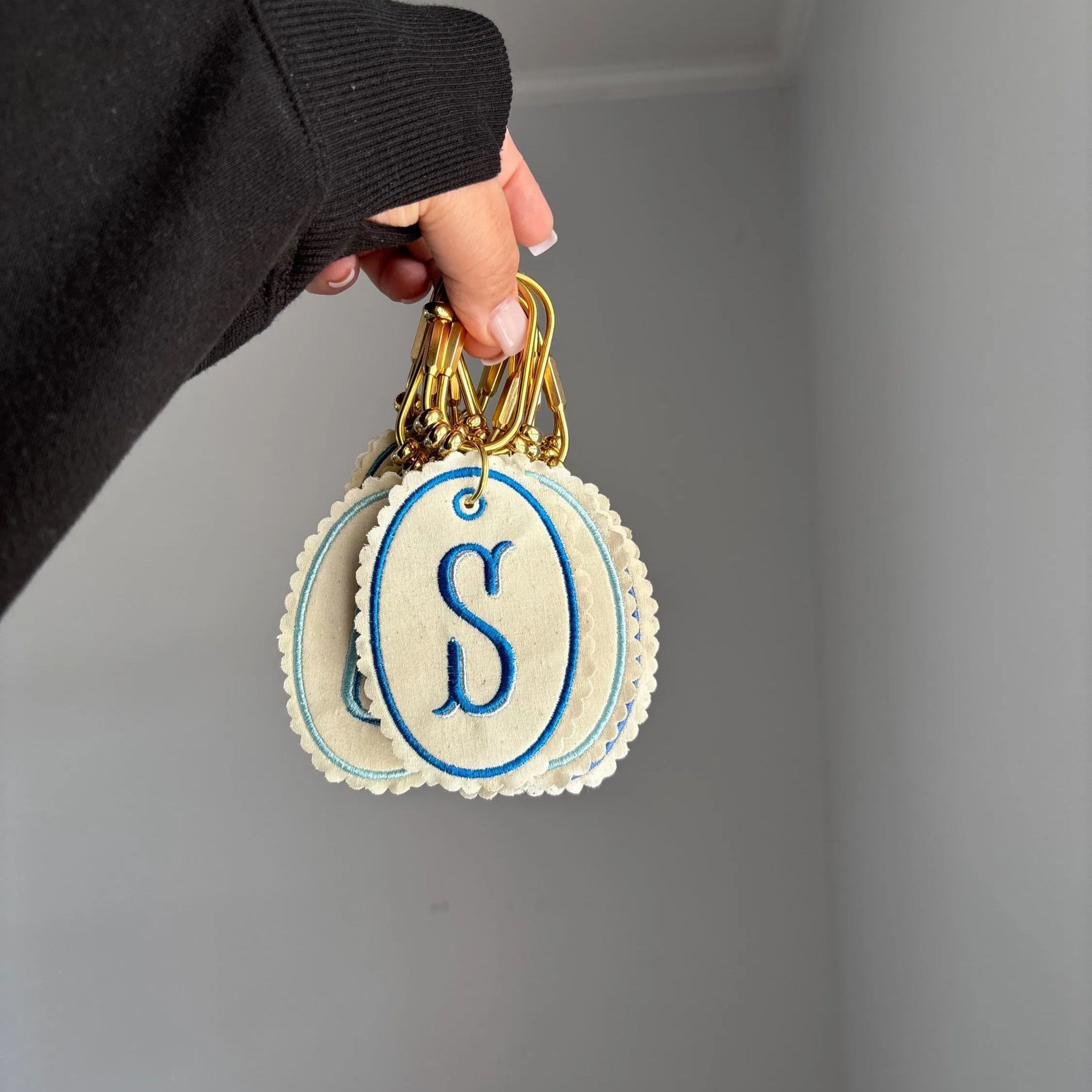 Initial Keychain / Embroidered Keychain / Personalized Bag Tag