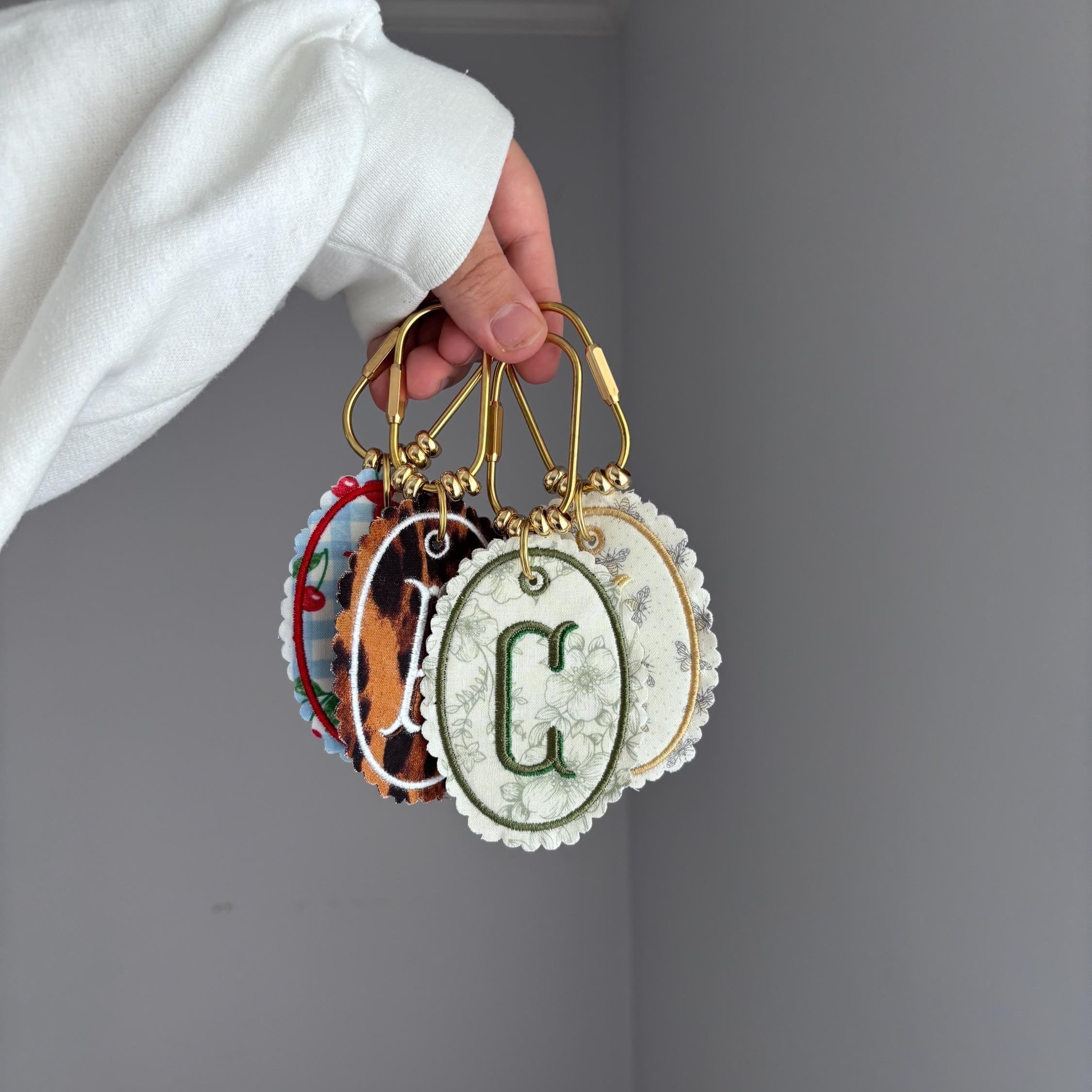 Initial Keychain / Embroidered Keychain / Personalized Bag Tag