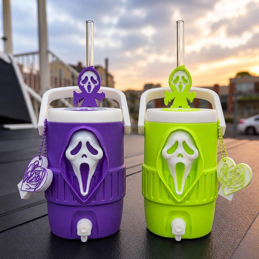 Horror 12oz Can Holder with Lid, Straw Topper & Can Opener | 3D Printed Horror Gift