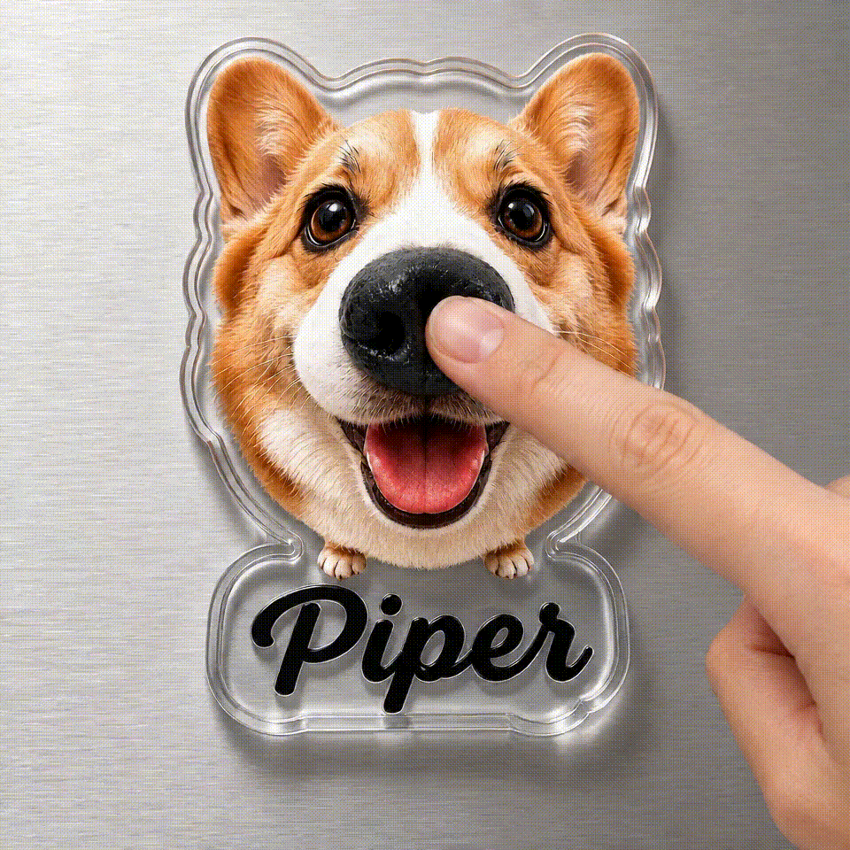 Custom Dog Nose Squeeze Refrigerator Magnet Sticker – Personalized Pet Nose Squeeze Toy With Custom Face And Name - Bestchristmasgifts