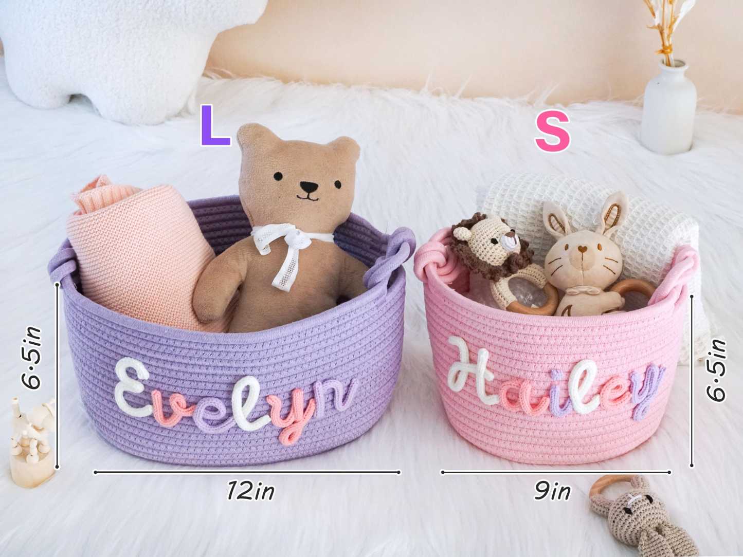 Baby Shower Gift Basket,Personalized Baby Gift,Nursery Decor Basket,Baby Name Gift,Baby Girl Gift,Baby Boy Gift,Storage Basket,New Born Gift