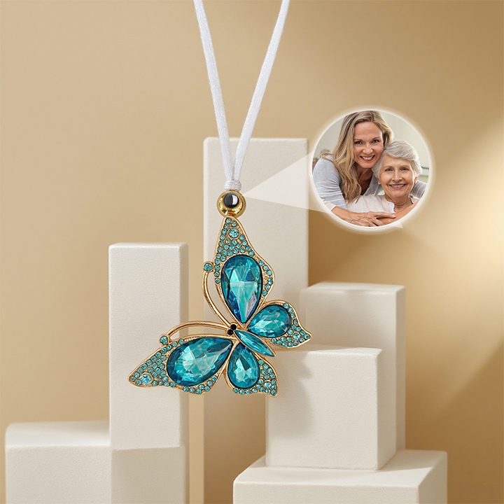 Custom Photo Projection Pendant Laser Colorful Butterfly Projection Pendant Car Decoration Christmas Ornaments