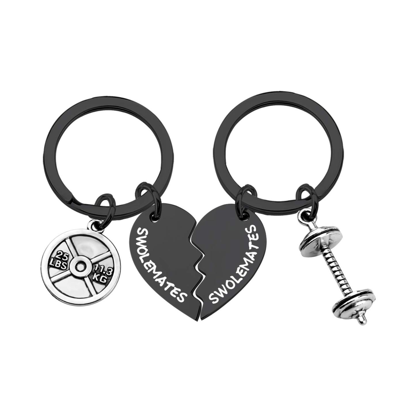 Keychain Workout Jewelry Fitness Gift Weightlifting Keychain Fitness Couples Gift Friendship Keychain