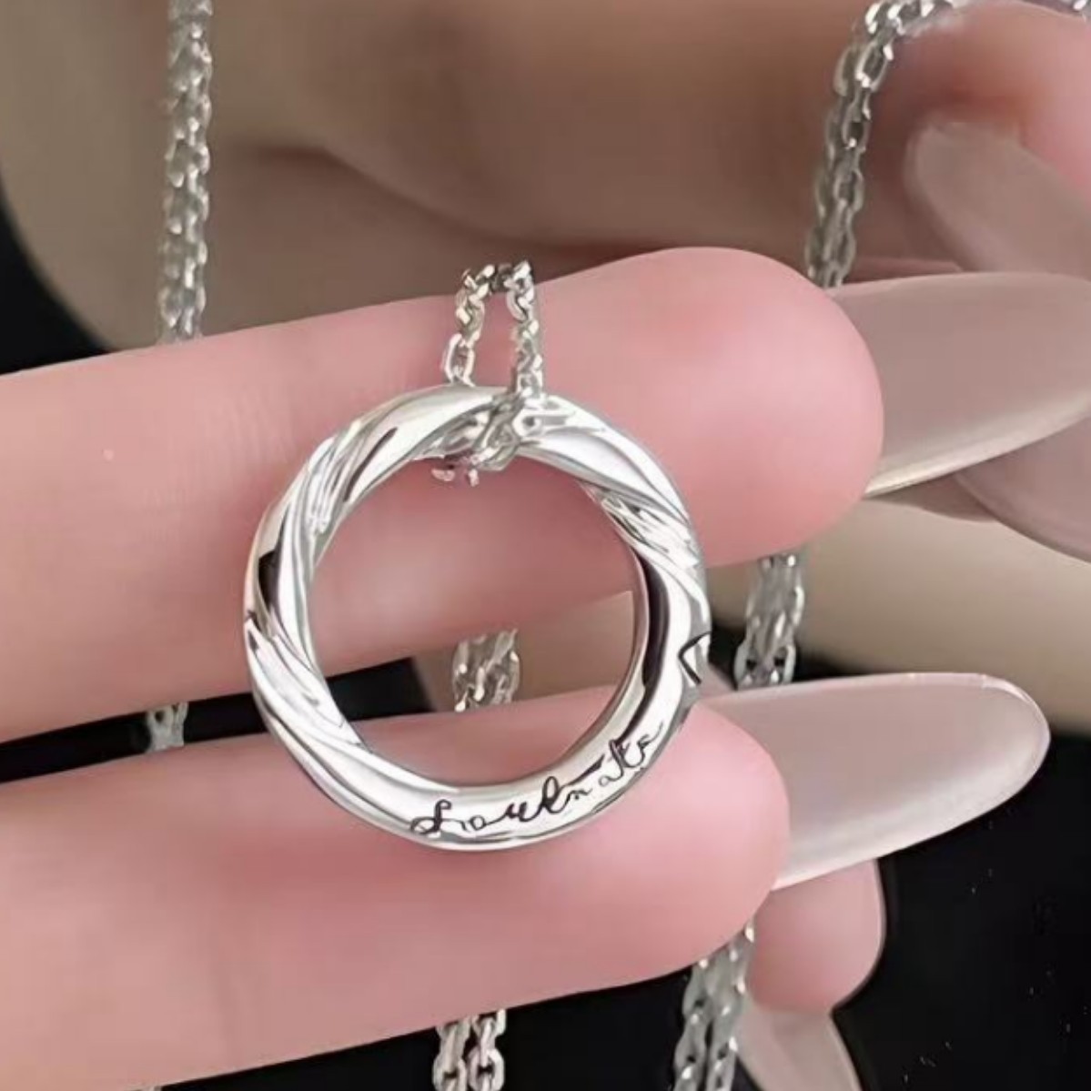 Circle Heart Magnetic Couple Necklace Set Soulmate Gifts for Couple
