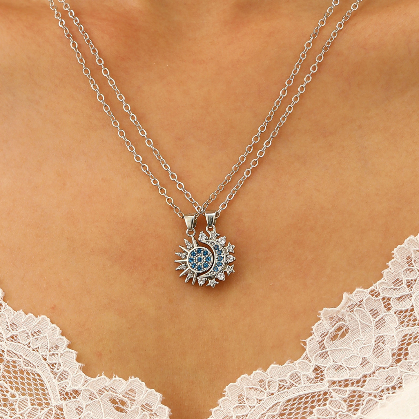 Magnetic Sun & Moon Couple Necklace Unique Gift for Couple