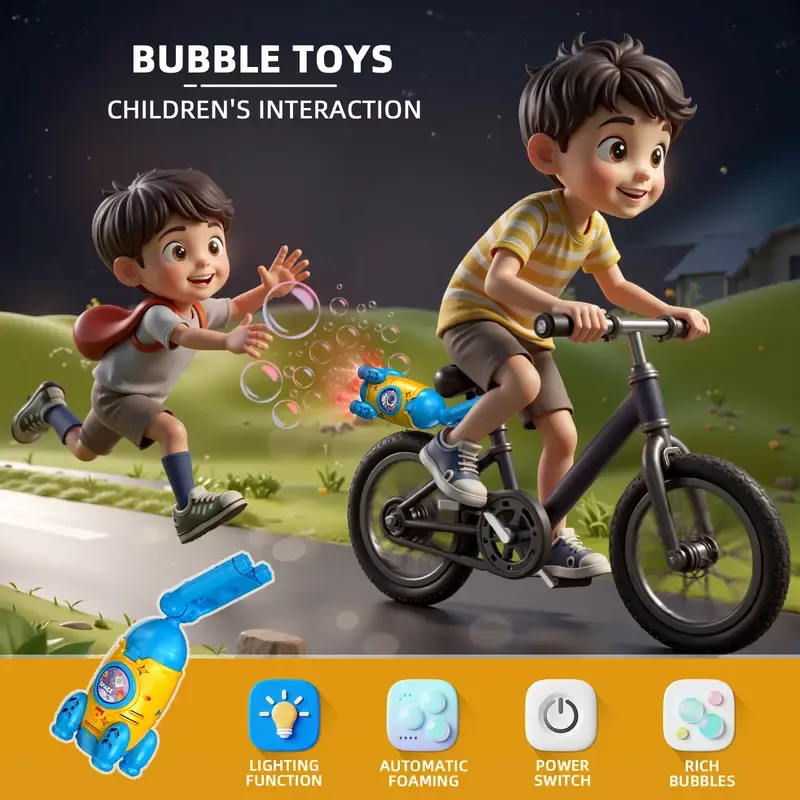 Rocket Launcher Bubble Pendant with Light Up Swinging Effect, Car Motorcycle Bike Rear Mount Bubble Blower, Outdoor Cycling Anti-Boredom Fidget Toy, Fun for Kids Adults Family Road Trip Play