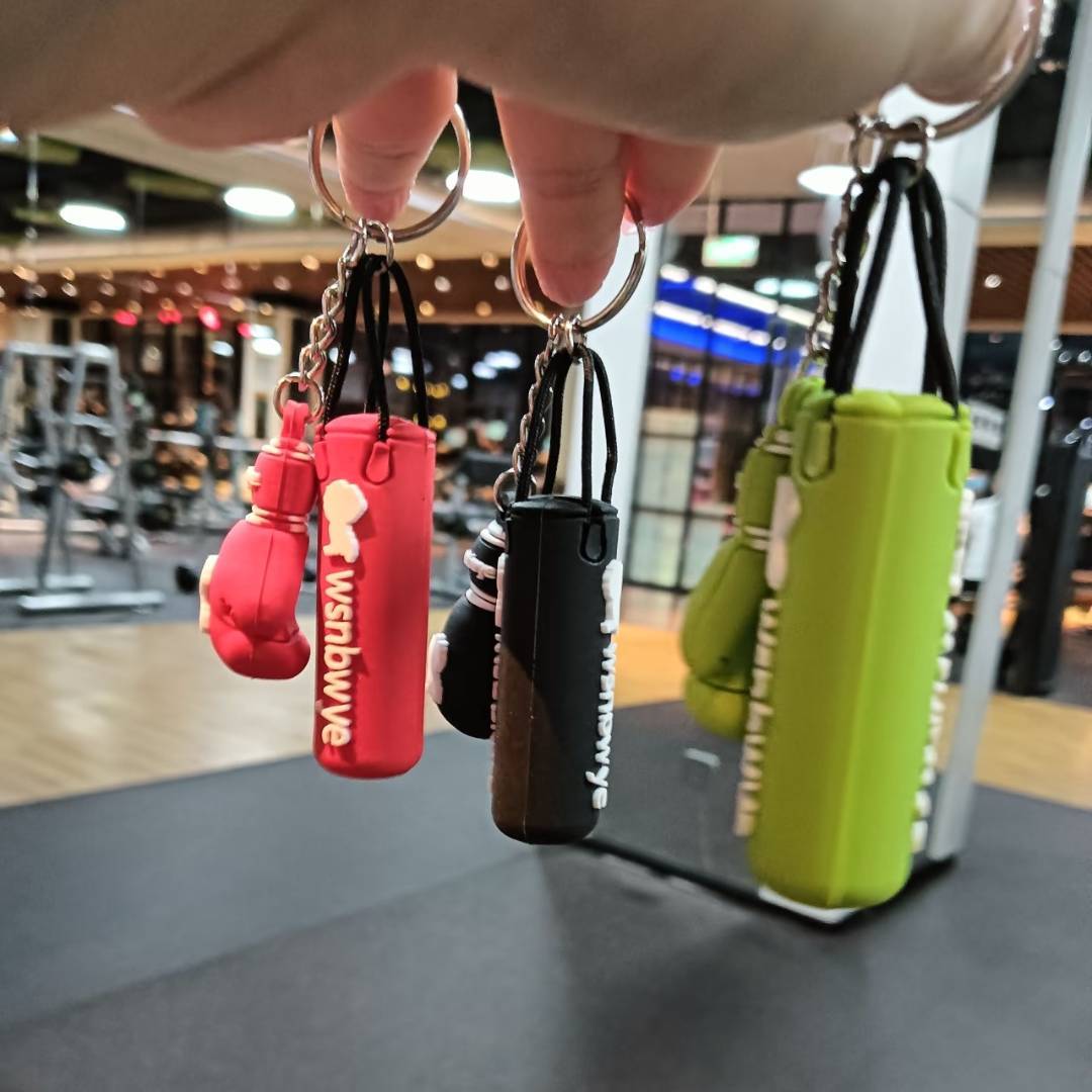 Fitness Boxing Sandbag Keychain Rubber Boxing Glove Pendant Small Gift for Fitness Lovers