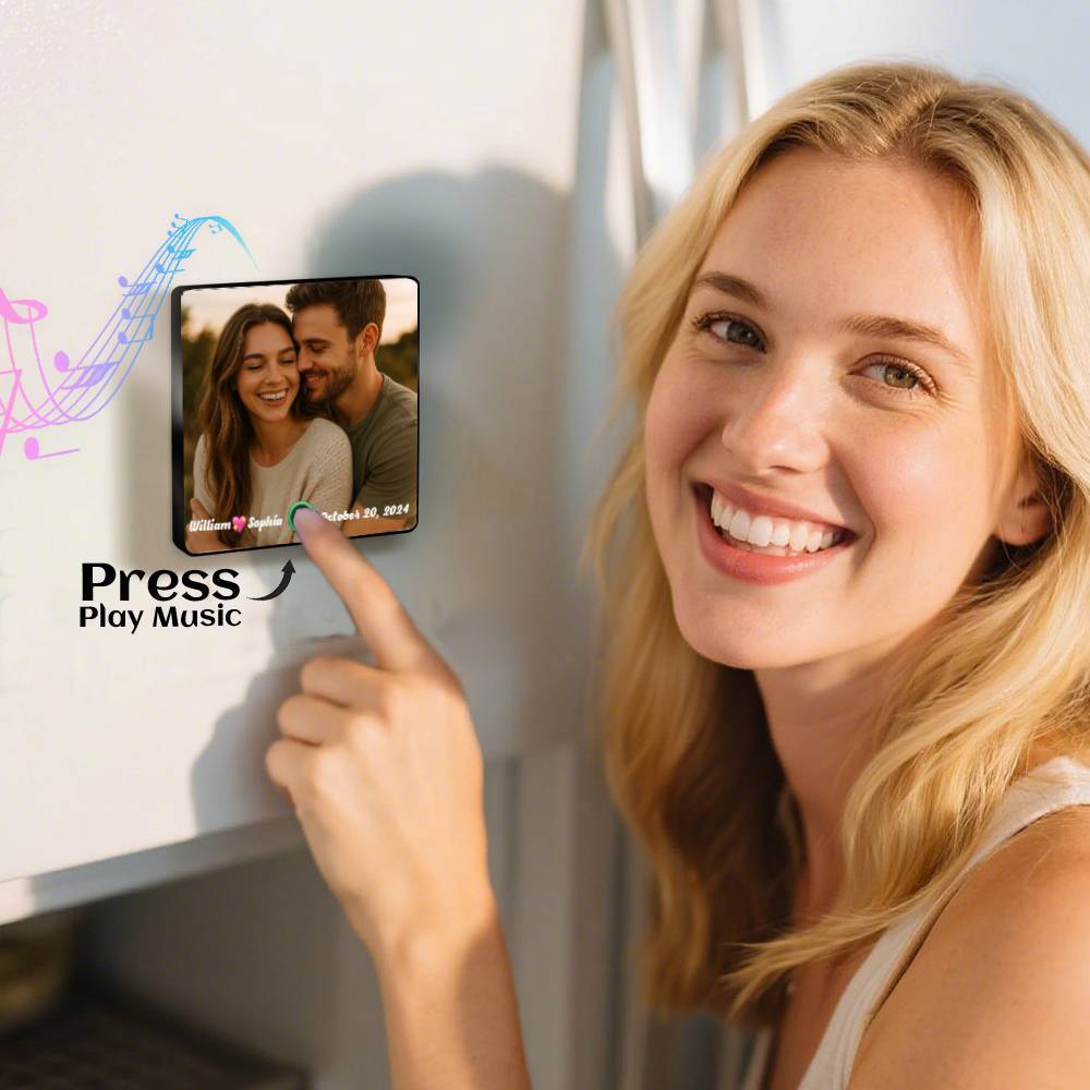 Custom Music Fridge Magnet Personalized Name & Date Fridge Magnet Music Wall Photo Sticker Song Magnets That Can Play Music Anniversary Gifts - Bestchristmasgifts