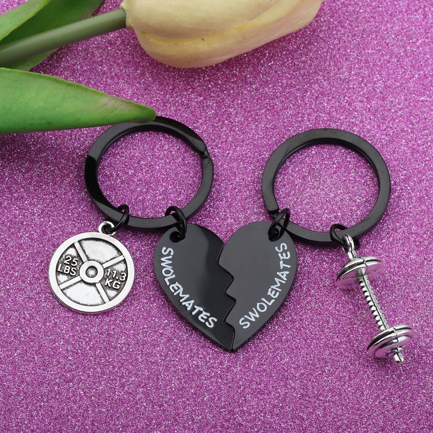 Keychain Workout Jewelry Fitness Gift Weightlifting Keychain Fitness Couples Gift Friendship Keychain