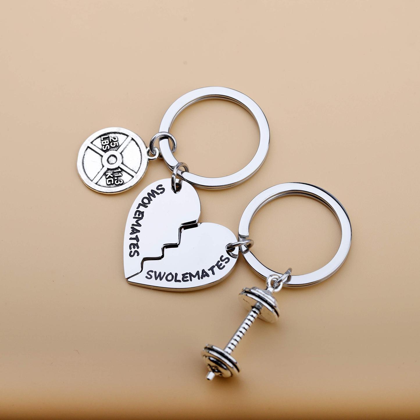 Keychain Workout Jewelry Fitness Gift Weightlifting Keychain Fitness Couples Gift Friendship Keychain