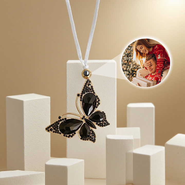 Custom Photo Projection Pendant Laser Colorful Butterfly Projection Pendant Car Decoration Christmas Ornaments