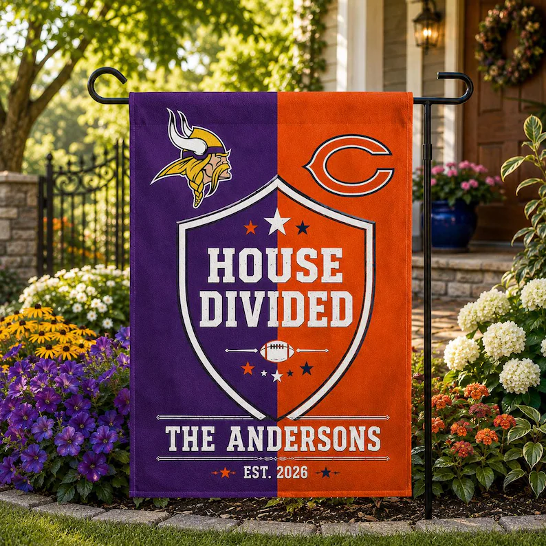 Personalized House Divided Garden Flag | Custom Football Team Yard Flag | Couple Garden Flag | Family Porch Decor | Sports Fan Gift