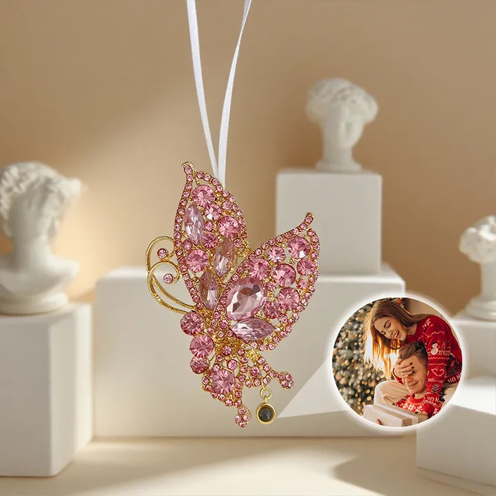 Custom Photo Projection Ornament Hollow Butterfly Projection Pendant Car Decoration Christmas Decoration