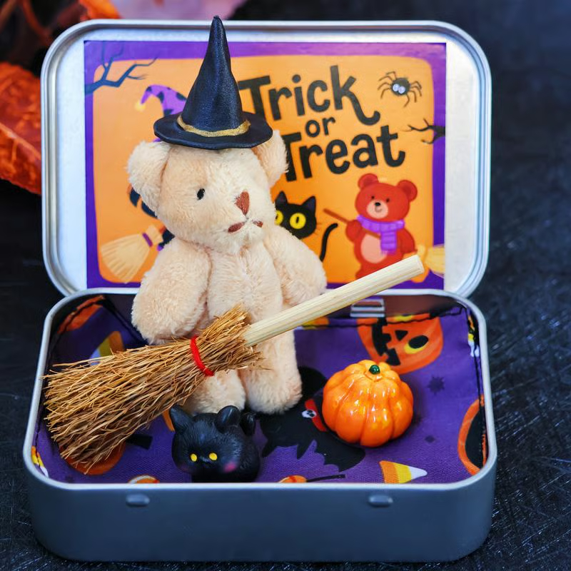 Halloween Bear in a Box for Trick or Treat Gift for Kids