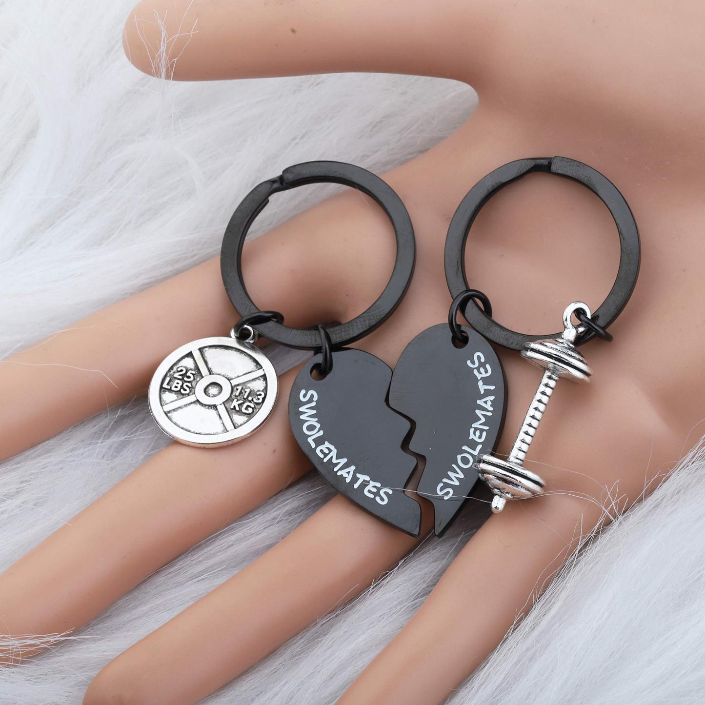 Keychain Workout Jewelry Fitness Gift Weightlifting Keychain Fitness Couples Gift Friendship Keychain