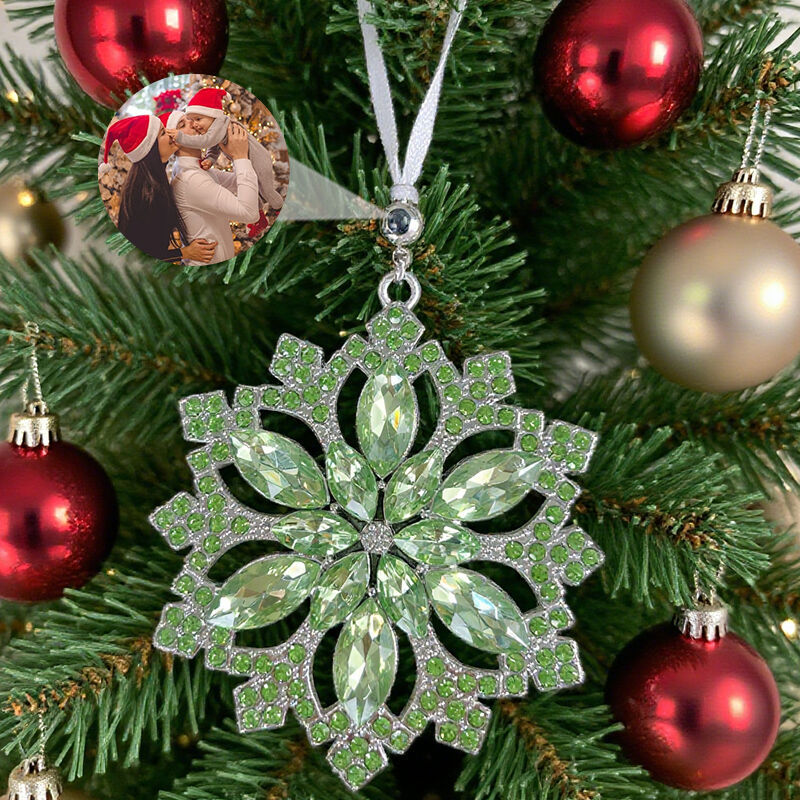 Personalized Photo Projection Ornament Projection Picture Pendant with Diamond Christmas Gift for Family