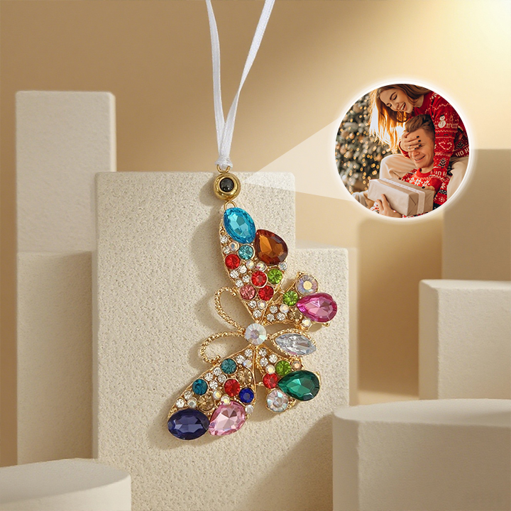 Customized Photo Projection Ornament Colorful Butterfly Projection Pendant Car Decoration Christmas Ornaments