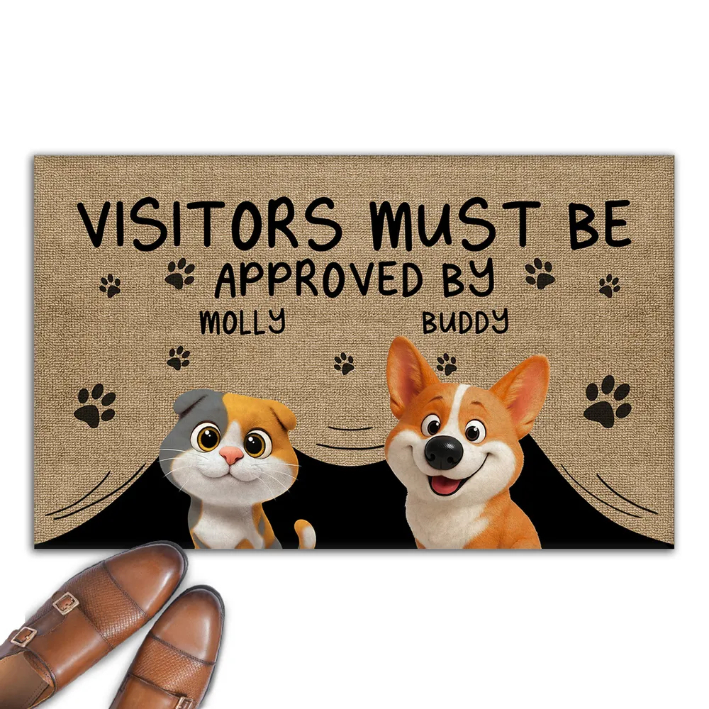 Approved By Dog Cartoon Personalized Custom Doormat Cartoon Pet Doormat For Pet Lovers