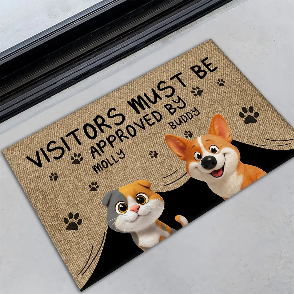 Approved By Dog Cartoon Personalized Custom Doormat Cartoon Pet Doormat For Pet Lovers