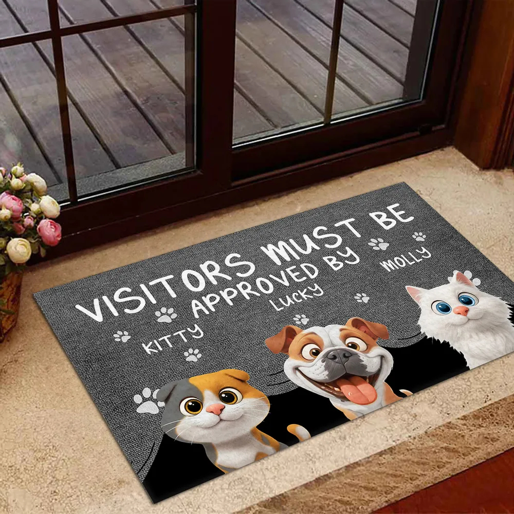 Approved By Dog Cartoon Personalized Custom Doormat Cartoon Pet Doormat For Pet Lovers