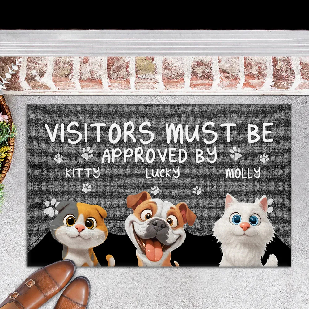 Approved By Dog Cartoon Personalized Custom Doormat Cartoon Pet Doormat For Pet Lovers
