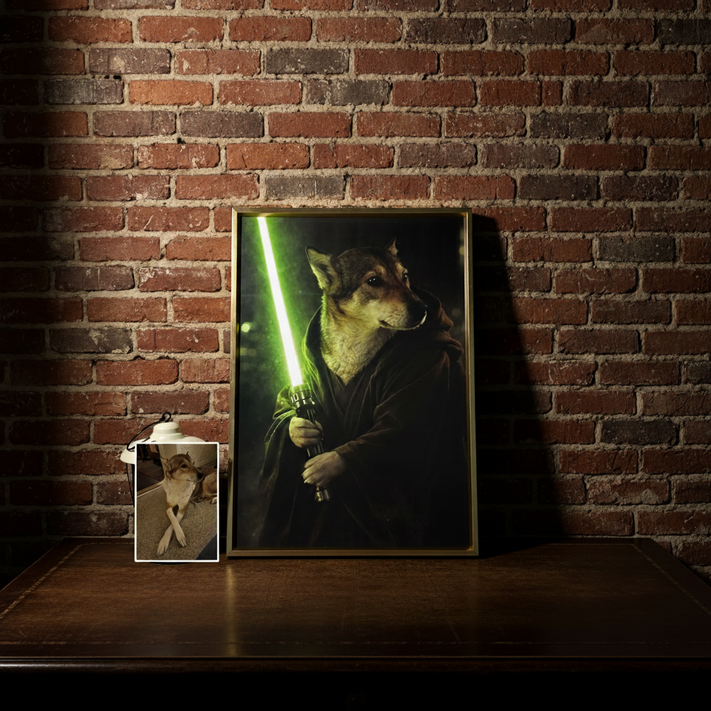 Custom Lightsaber Galactic Hero Pet Portrait Frame Gift for Pet Lover