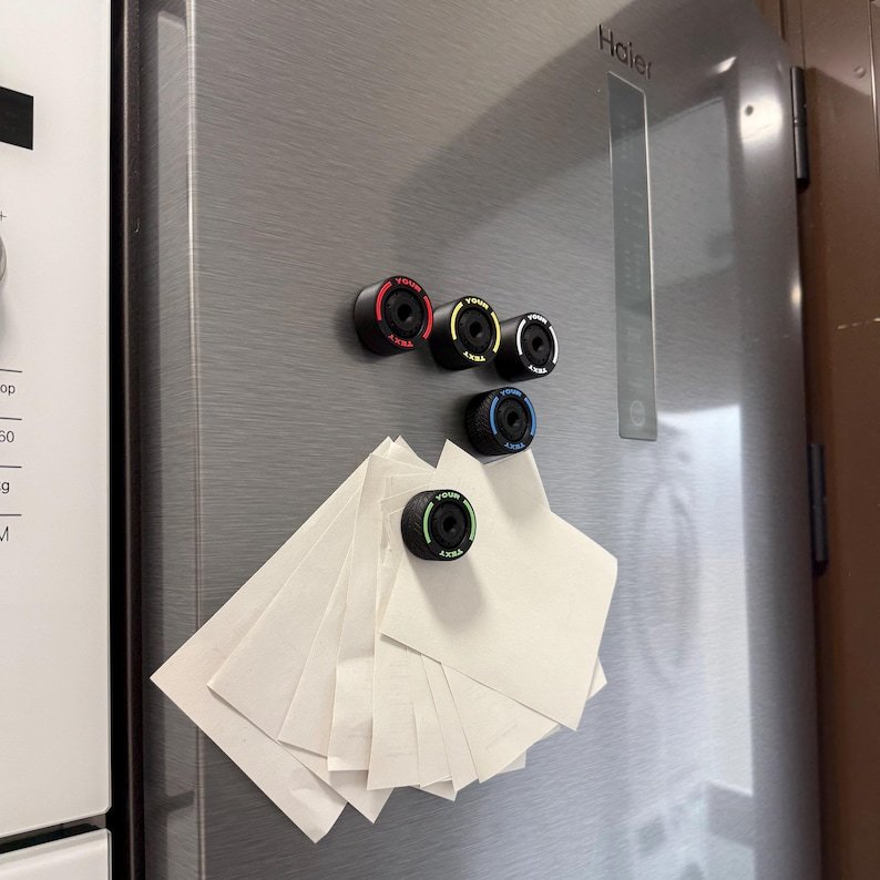 Custom Tire Fridge Magnets – Personalized Racing Wheels with Custom Text, Motorsport Gift for Him