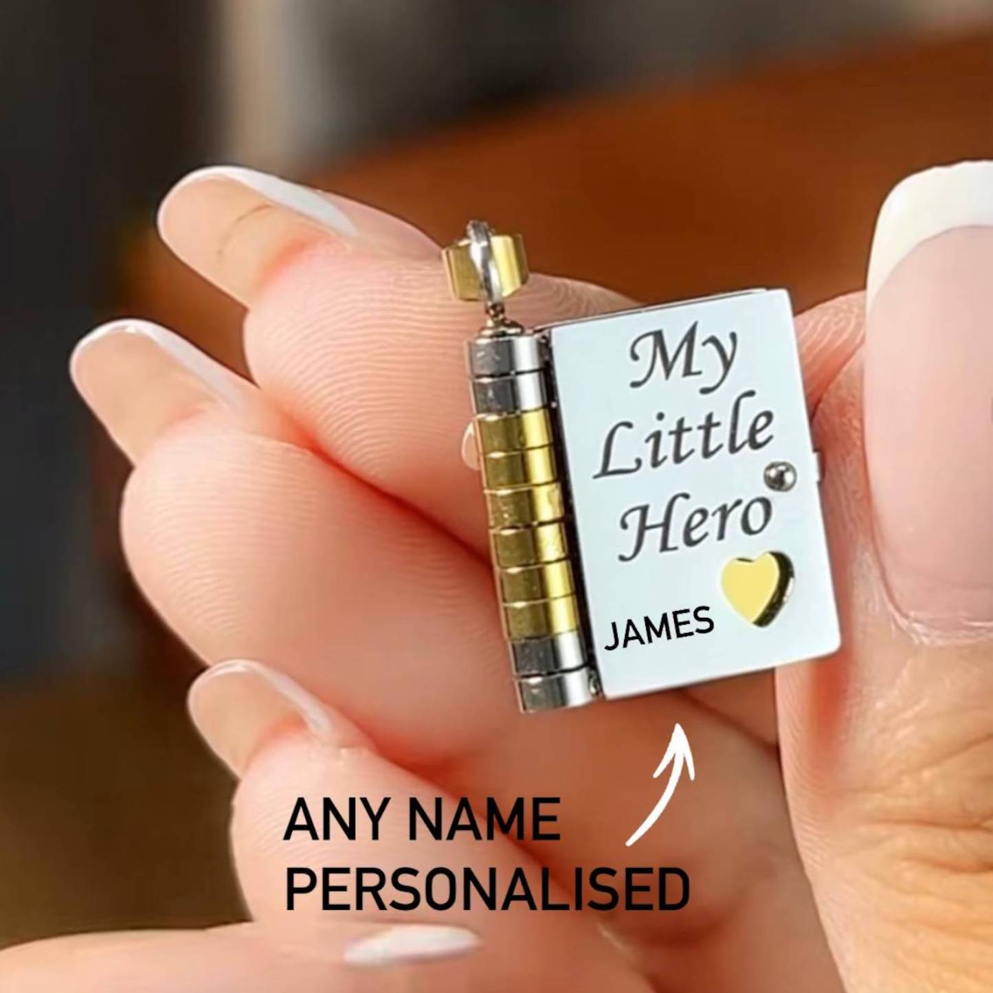 Personalized My Little Hero Book Necklace A Letter to My Son in a Locket Adjustable Pendant with Message Inside Meaningful Jewelry Gift for Him