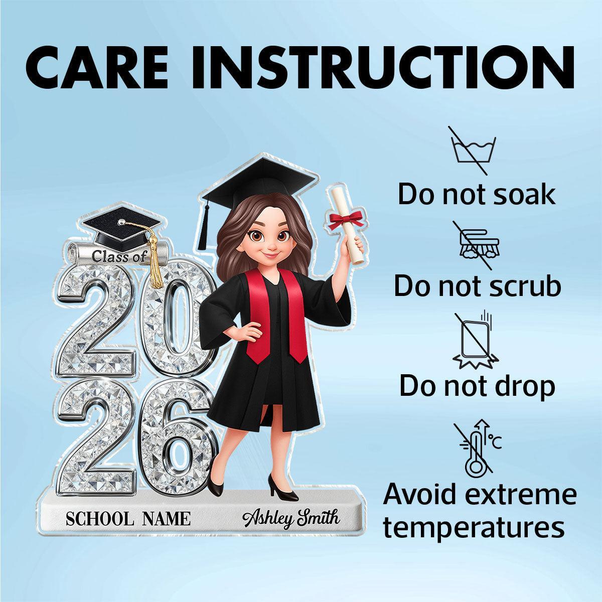 Custom Graduation Figure Doll Shiny Effect Class Of 2026 2027 Senior 2D Flat - Personalized Acrylic Block Plaque - Graduation Gift For Graduates, Daughter, Son