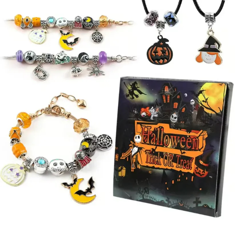 Halloween Treasures Charm Bracelet Halloween Blind Box Set Bracelet Gift for Kids